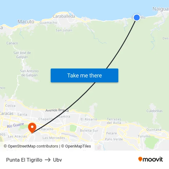 Punta El Tigrillo to Ubv map