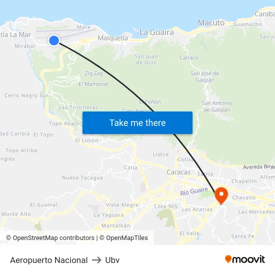 Aeropuerto Nacional to Ubv map