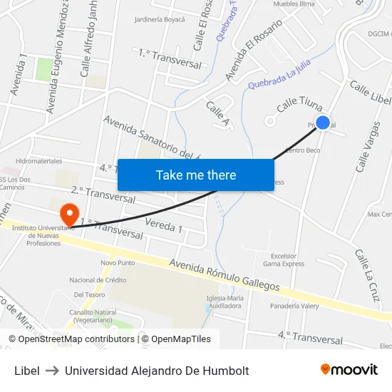 Libel to Universidad Alejandro De Humbolt map