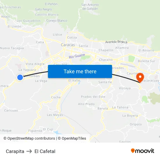 Carapita to El Cafetal map