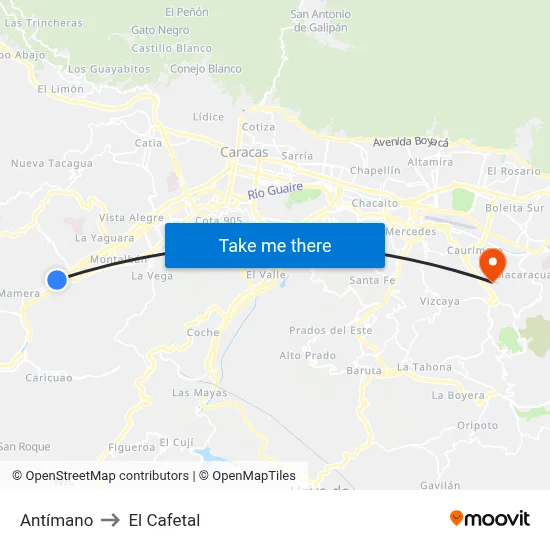 Antímano to El Cafetal map