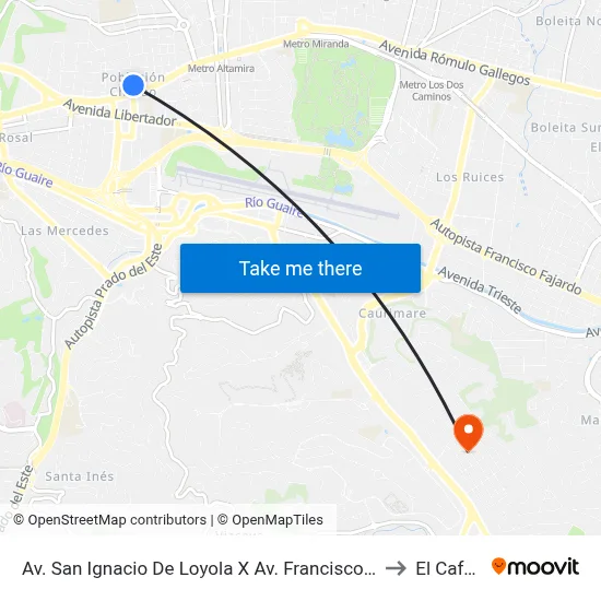 Av. San Ignacio De Loyola X Av. Francisco Miranda to El Cafetal map