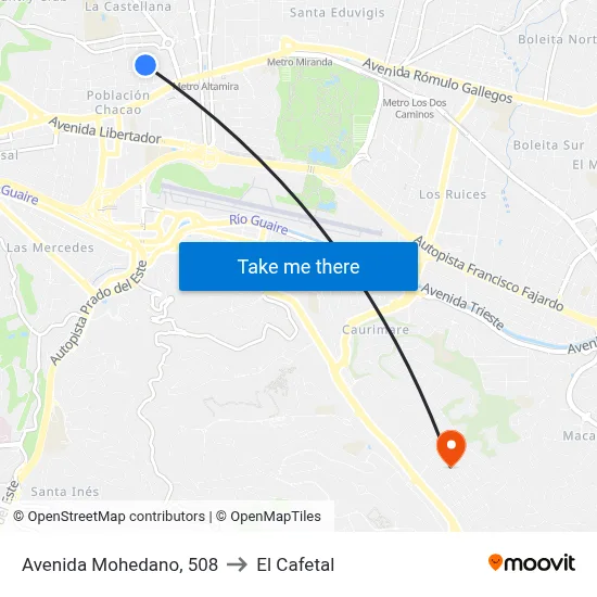 Avenida Mohedano, 508 to El Cafetal map