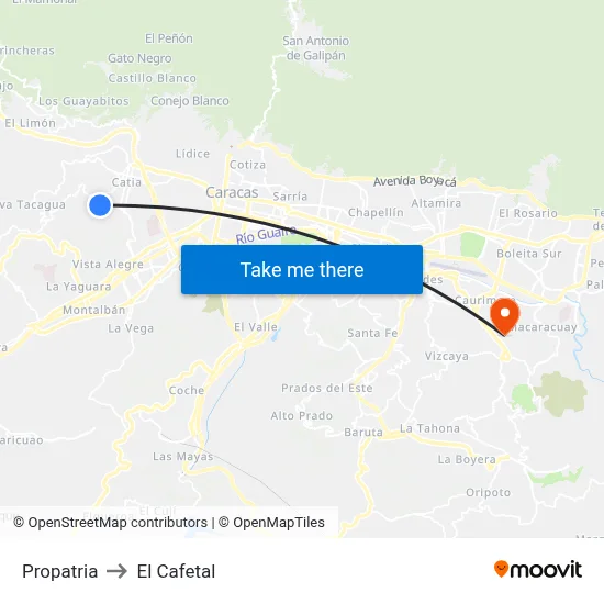 Propatria to El Cafetal map