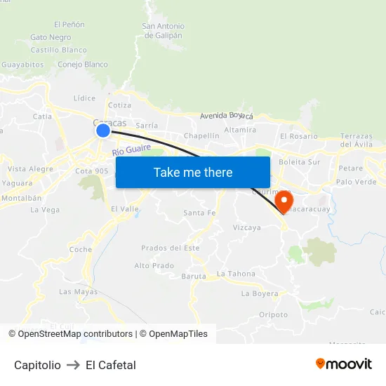 Capitolio to El Cafetal map