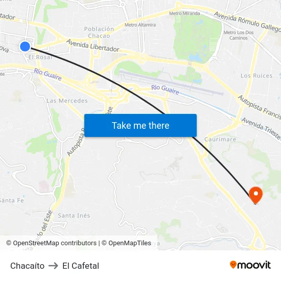 Chacaíto to El Cafetal map