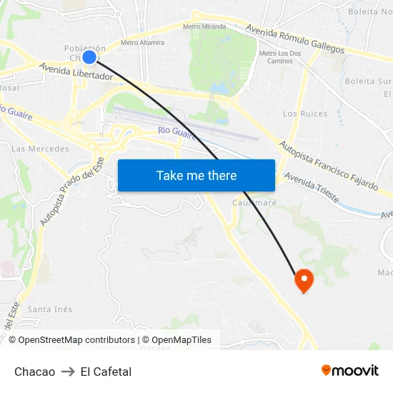 Chacao to El Cafetal map
