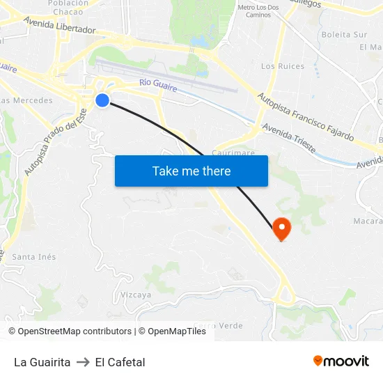 La Guairita to El Cafetal map