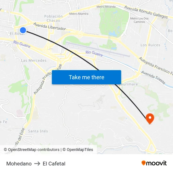 Mohedano to El Cafetal map