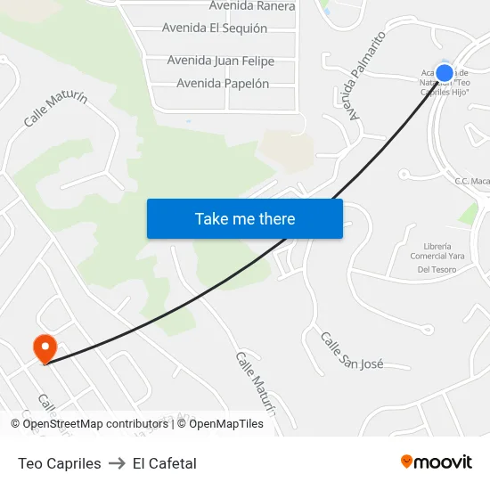 Teo Capriles to El Cafetal map