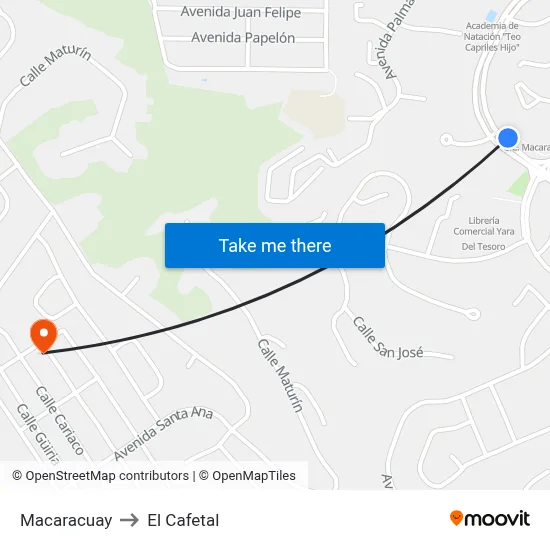 Macaracuay to El Cafetal map