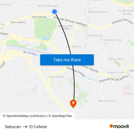 Sebucán to El Cafetal map