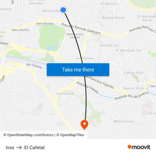Ivss to El Cafetal map