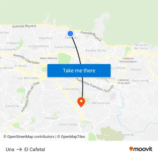 Una to El Cafetal map