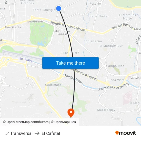 5° Transversal to El Cafetal map