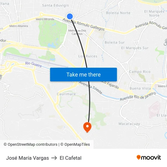 José María Vargas to El Cafetal map