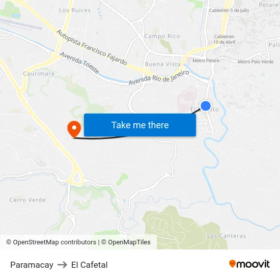 Paramacay to El Cafetal map