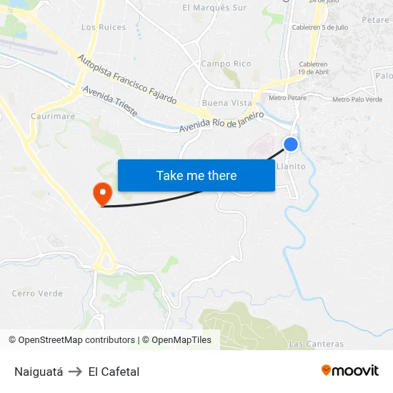 Naiguatá to El Cafetal map