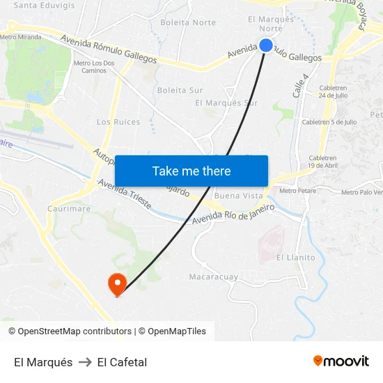 El Marqués to El Cafetal map