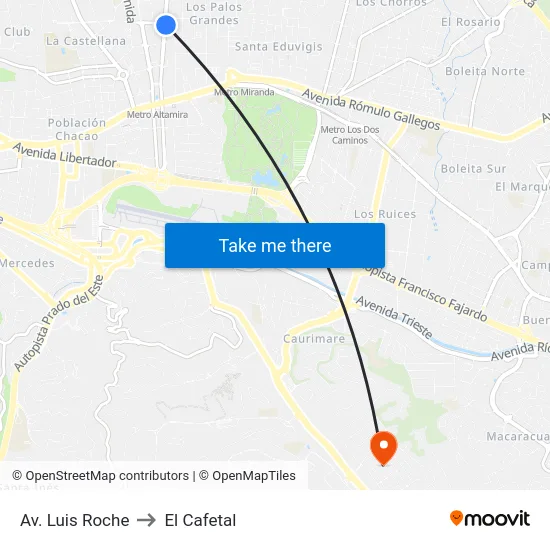 Av. Luis Roche to El Cafetal map