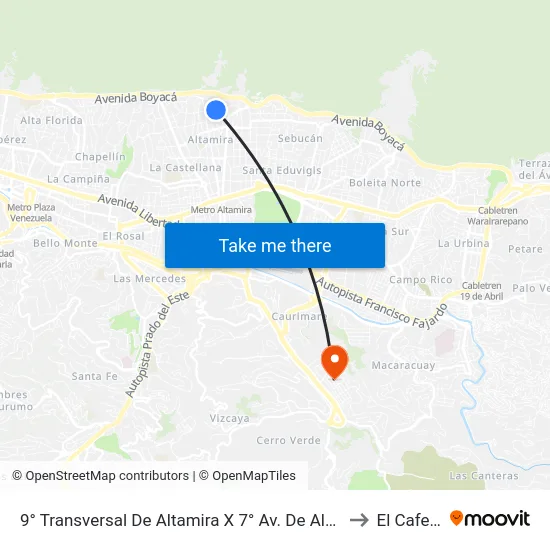 9° Transversal De Altamira X 7° Av. De Altamira to El Cafetal map