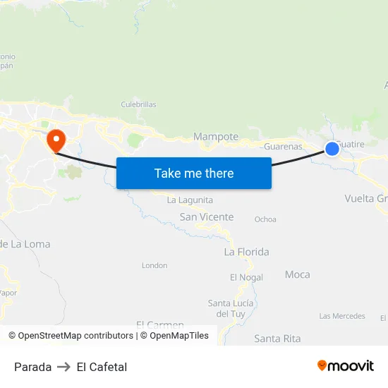 Parada to El Cafetal map