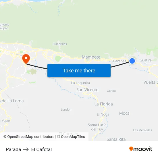 Parada to El Cafetal map