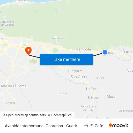 Avenida Intercomunal Guarenas - Guatire, 62 to El Cafetal map