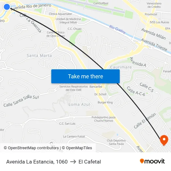 Avenida La Estancia, 1060 to El Cafetal map