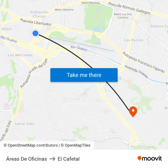 Áreas De Oficinas to El Cafetal map