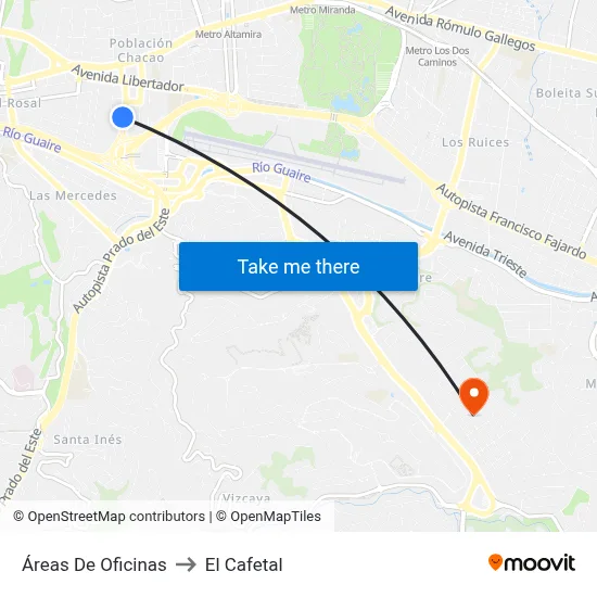 Áreas De Oficinas to El Cafetal map