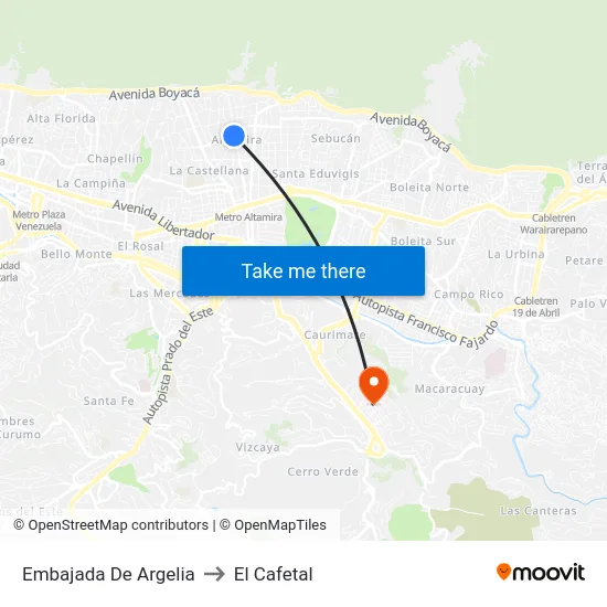 Embajada De Argelia to El Cafetal map