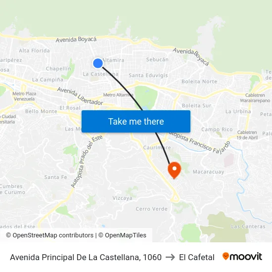 Avenida Principal De La Castellana, 1060 to El Cafetal map