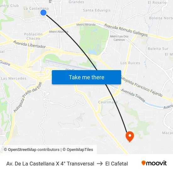 Av. De La Castellana X 4° Transversal to El Cafetal map