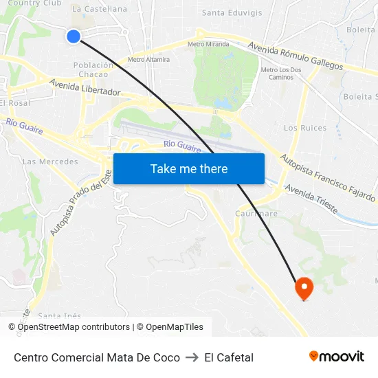 Centro Comercial Mata De Coco to El Cafetal map