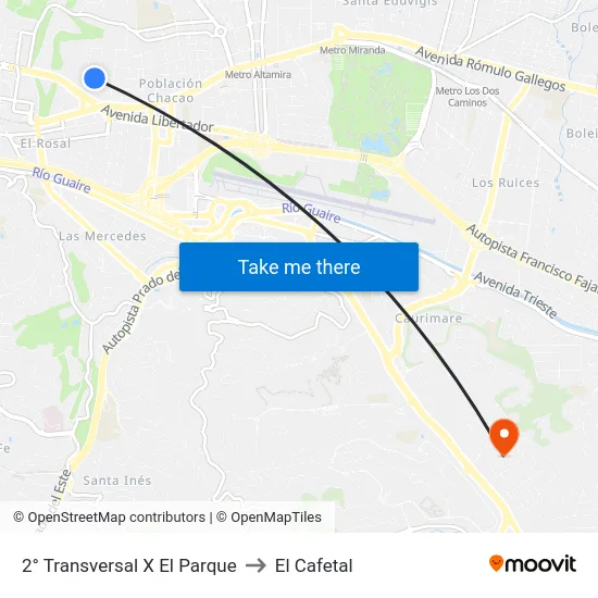 2° Transversal X El Parque to El Cafetal map