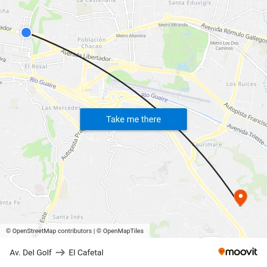 Av. Del Golf to El Cafetal map