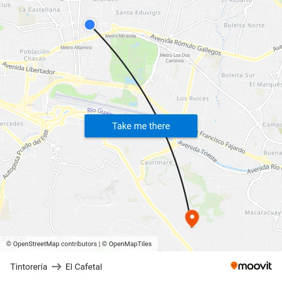 Tintorería to El Cafetal map
