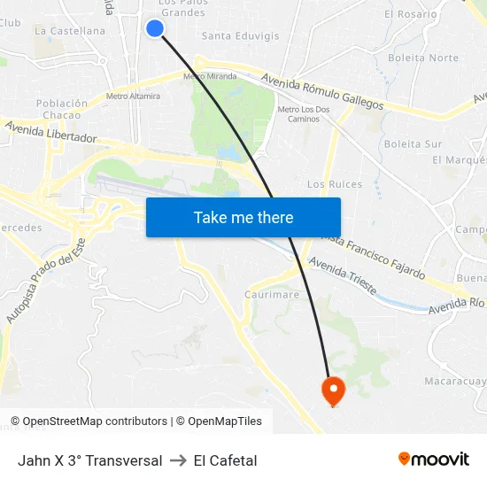 Jahn X 3° Transversal to El Cafetal map
