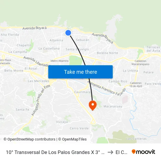 10° Transversal De Los Palos Grandes X 3° Av. De Los Palos Grandes to El Cafetal map