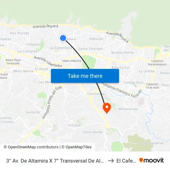 3° Av. De Altamira X 7° Transversal De Altamira to El Cafetal map