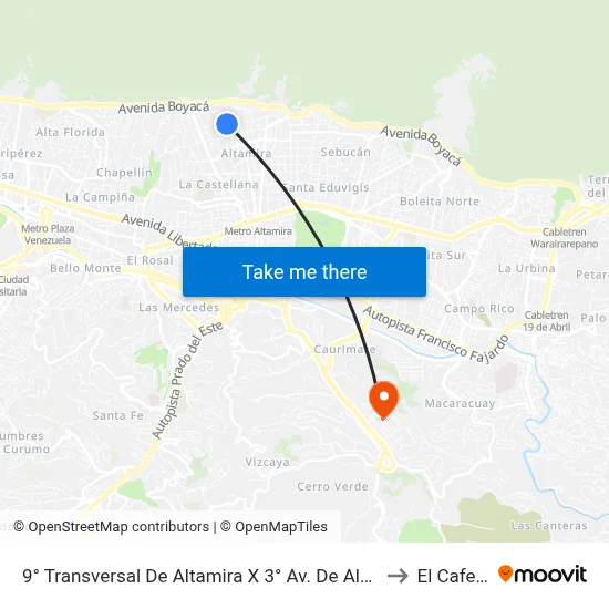 9° Transversal De Altamira X 3° Av. De Altamira to El Cafetal map