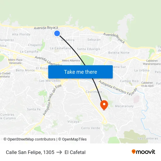 Calle San Felipe, 1305 to El Cafetal map