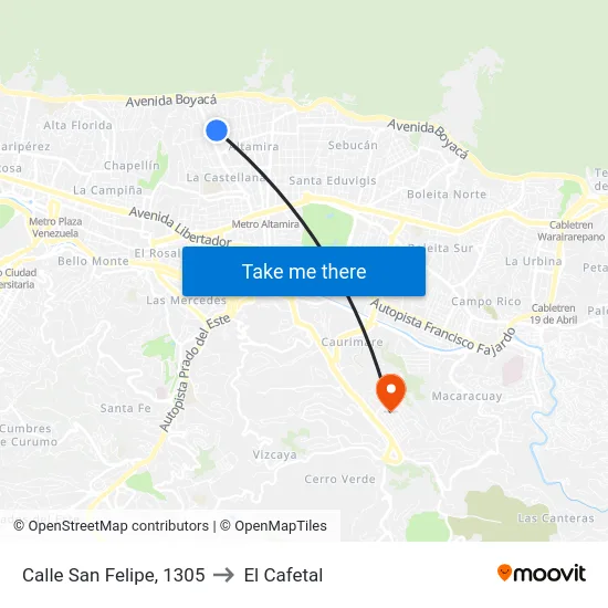 Calle San Felipe, 1305 to El Cafetal map