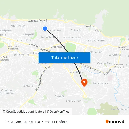 Calle San Felipe, 1305 to El Cafetal map