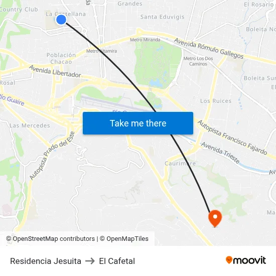 Residencia Jesuita to El Cafetal map