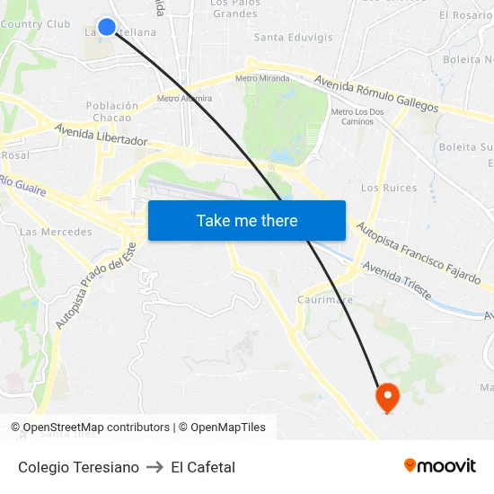 Colegio Teresiano to El Cafetal map