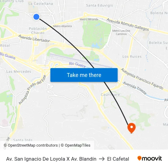 Av. San Ignacio De Loyola X Av. Blandín to El Cafetal map