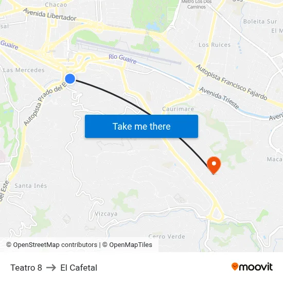Teatro 8 to El Cafetal map