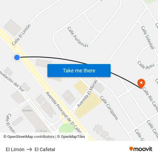 El Limón to El Cafetal map